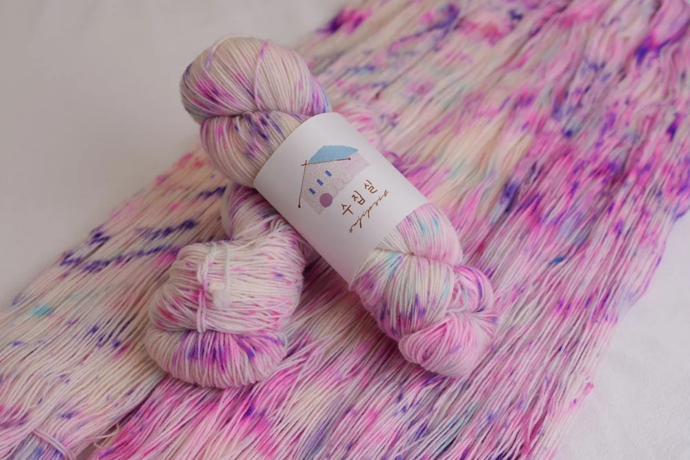 Purple Dots hand-dyed yarn